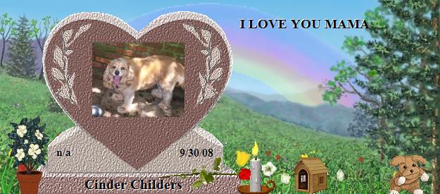 Cinder Childers's Rainbow Bridge Pet Loss Memorial Residency Image
