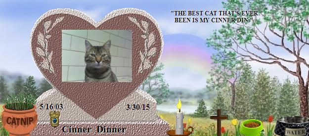 Cinner  Dinner's Rainbow Bridge Pet Loss Memorial Residency Image
