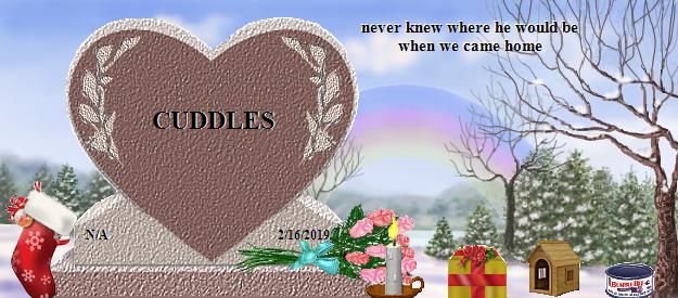 CUDDLES's Rainbow Bridge Pet Loss Memorial Residency Image