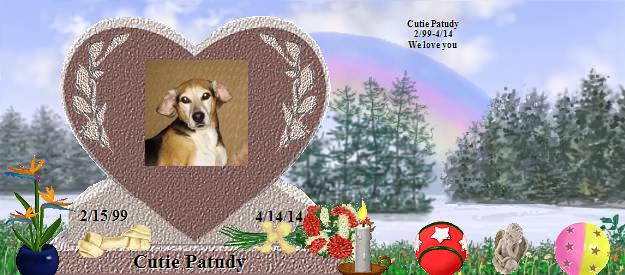 Cutie Patudy's Rainbow Bridge Pet Loss Memorial Residency Image