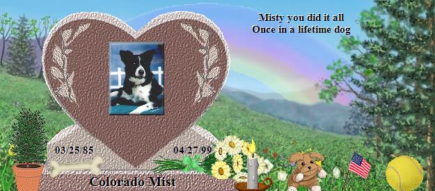 Colorado Mist's Rainbow Bridge Pet Loss Memorial Residency Image