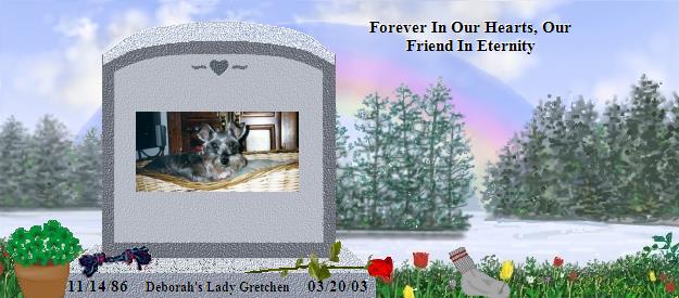 Deborah's Lady Gretchen's Rainbow Bridge Pet Loss Memorial Residency Image