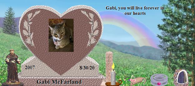 Gabi McFarland's Rainbow Bridge Pet Loss Memorial Residency Image