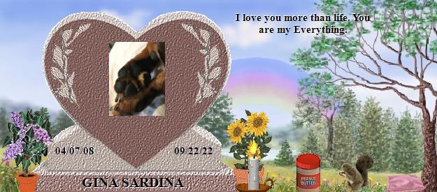 GINA SARDINA's Rainbow Bridge Pet Loss Memorial Residency Image