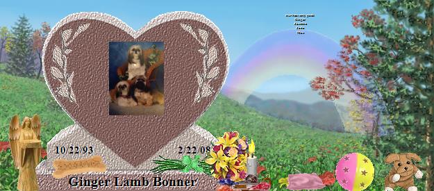 Ginger Lamb Bonner's Rainbow Bridge Pet Loss Memorial Residency Image