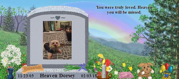 Heaven Dorsey's Rainbow Bridge Pet Loss Memorial Residency Image