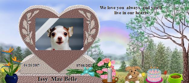 Issy  Mae Belle's Rainbow Bridge Pet Loss Memorial Residency Image