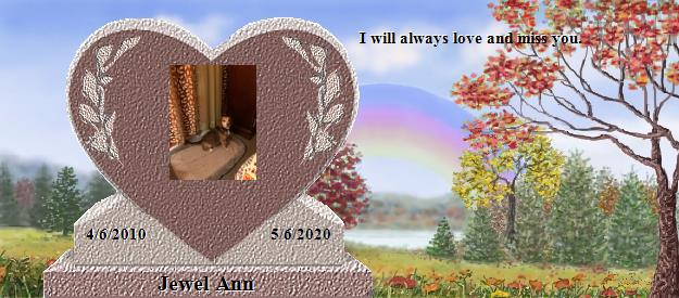 Jewel Ann's Rainbow Bridge Pet Loss Memorial Residency Image