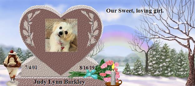Judy Lynn Barkley's Rainbow Bridge Pet Loss Memorial Residency Image