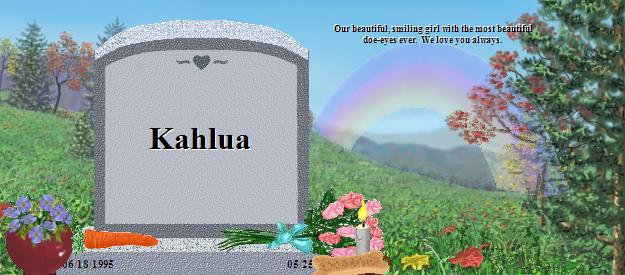 Kahlua's Rainbow Bridge Pet Loss Memorial Residency Image