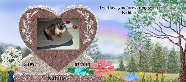 Kahlua's Rainbow Bridge Pet Loss Memorial Residency Image