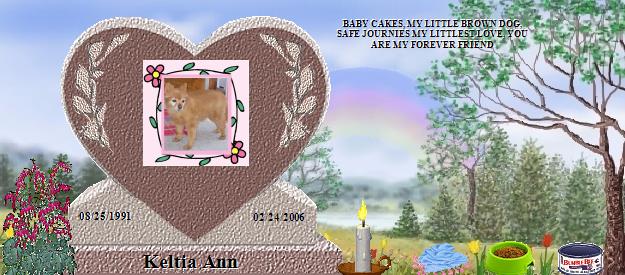 Keltia Ann's Rainbow Bridge Pet Loss Memorial Residency Image