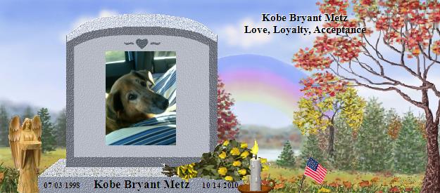 Kobe Bryant Metz's Rainbow Bridge Pet Loss Memorial Residency Image
