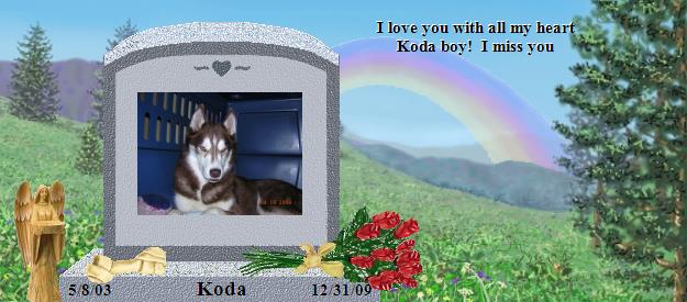Koda's Rainbow Bridge Pet Loss Memorial Residency Image