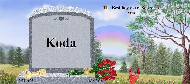 Koda's Rainbow Bridge Pet Loss Memorial Residency Image
