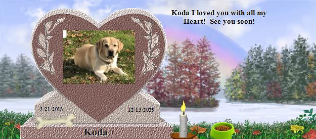 Koda's Rainbow Bridge Pet Loss Memorial Residency Image