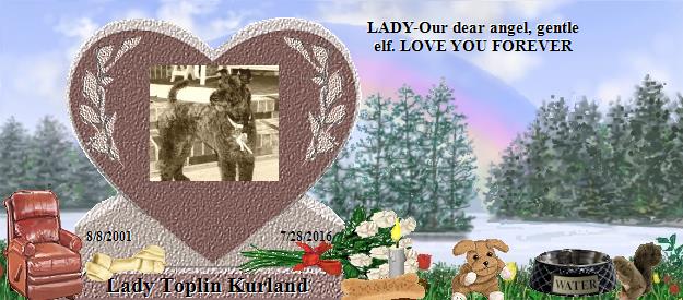 Lady Toplin Kurland's Rainbow Bridge Pet Loss Memorial Residency Image
