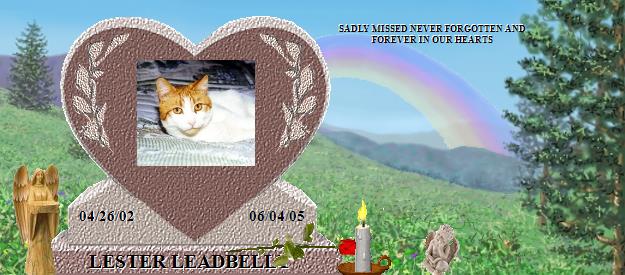 LESTER LEADBELLY's Rainbow Bridge Pet Loss Memorial Residency Image