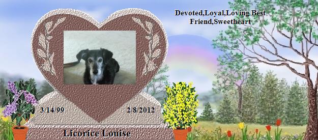 Licorice Louise's Rainbow Bridge Pet Loss Memorial Residency Image