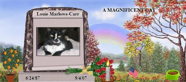 Louie Marlowe-Carr's Rainbow Bridge Pet Loss Memorial Residency Image