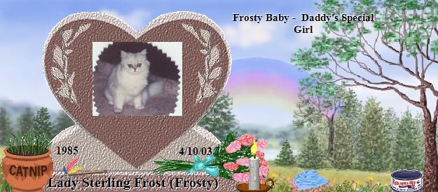 Lady Sterling Frost (Frosty)'s Rainbow Bridge Pet Loss Memorial Residency Image