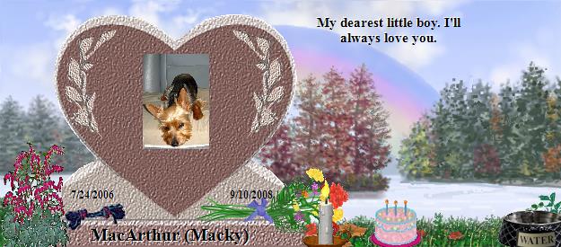 MacArthur (Macky)'s Rainbow Bridge Pet Loss Memorial Residency Image