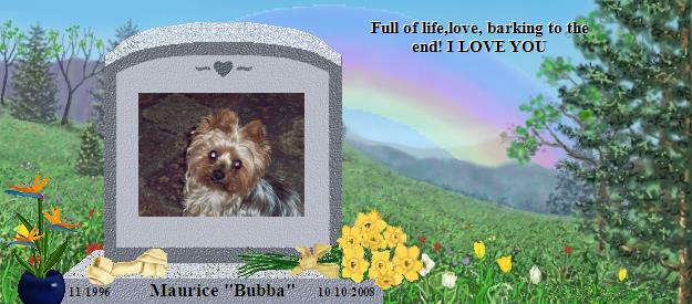 Maurice "Bubba"'s Rainbow Bridge Pet Loss Memorial Residency Image