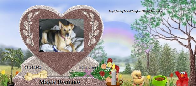 Maxie Romano's Rainbow Bridge Pet Loss Memorial Residency Image