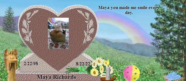 Maya Richards's Rainbow Bridge Pet Loss Memorial Residency Image
