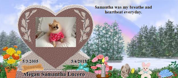 Megan Samantha Lucero's Rainbow Bridge Pet Loss Memorial Residency Image