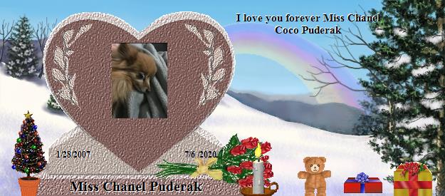 Miss Chanel Puderak's Rainbow Bridge Pet Loss Memorial Residency Image