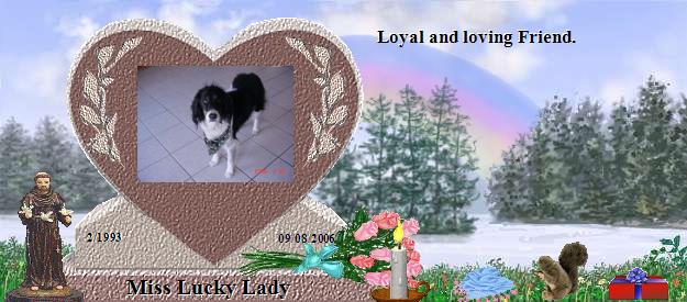 Miss Lucky Lady's Rainbow Bridge Pet Loss Memorial Residency Image