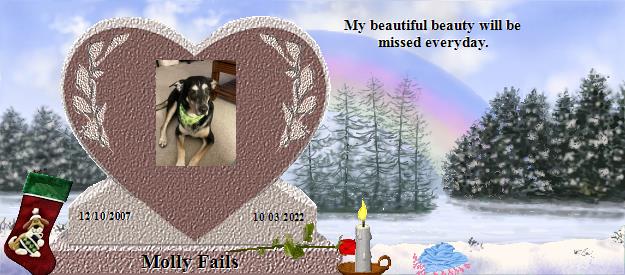 Molly Fails's Rainbow Bridge Pet Loss Memorial Residency Image