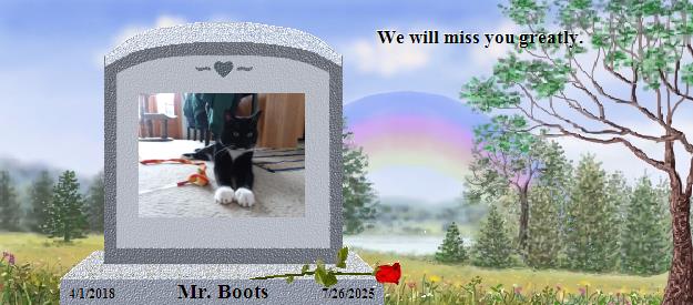 Mr. Boots's Rainbow Bridge Pet Loss Memorial Residency Image