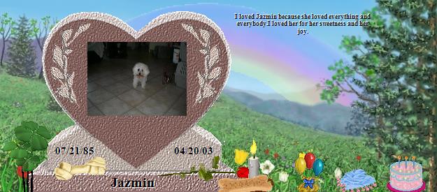 Jazmin's Rainbow Bridge Pet Loss Memorial Residency Image
