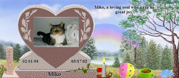 Miko's Rainbow Bridge Pet Loss Memorial Residency Image