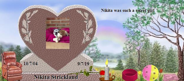 Nikita Strickland's Rainbow Bridge Pet Loss Memorial Residency Image