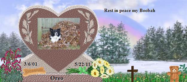 Oreo's Rainbow Bridge Pet Loss Memorial Residency Image