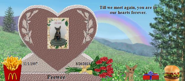 Peewee's Rainbow Bridge Pet Loss Memorial Residency Image