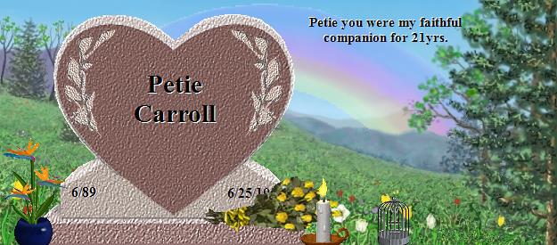 Petie Carroll's Rainbow Bridge Pet Loss Memorial Residency Image