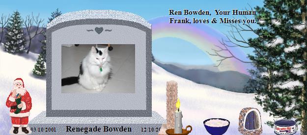 Renegade Bowden's Rainbow Bridge Pet Loss Memorial Residency Image