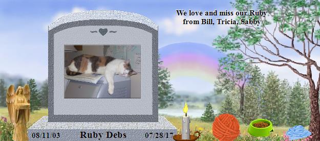 Ruby Debs's Rainbow Bridge Pet Loss Memorial Residency Image