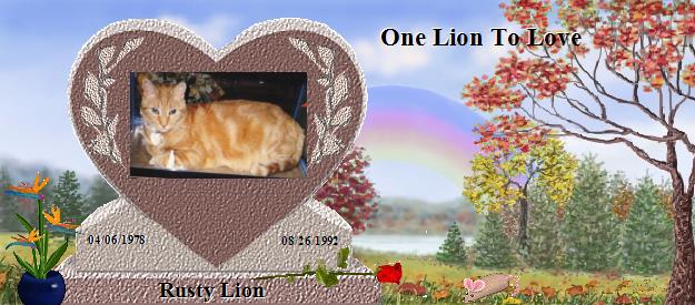 Rusty Lion's Rainbow Bridge Pet Loss Memorial Residency Image