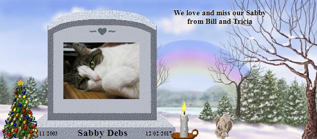 Sabby Debs's Rainbow Bridge Pet Loss Memorial Residency Image
