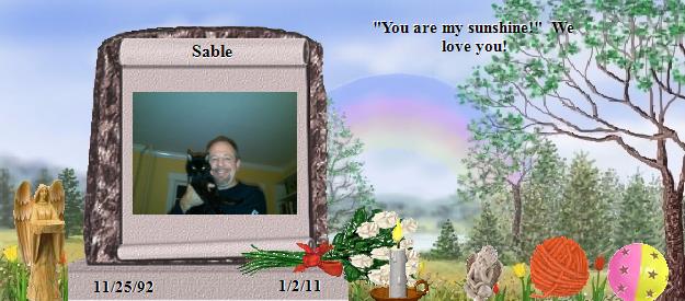 Sable's Rainbow Bridge Pet Loss Memorial Residency Image