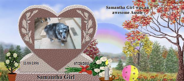 Samantha Girl's Rainbow Bridge Pet Loss Memorial Residency Image