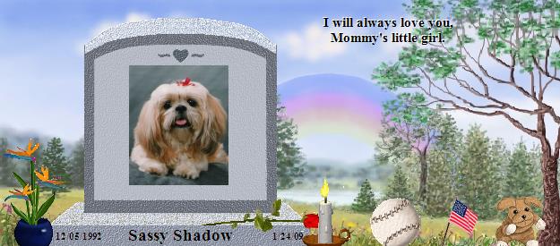 Sassy Shadow's Rainbow Bridge Pet Loss Memorial Residency Image