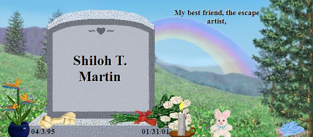 Shiloh T. Martin's Rainbow Bridge Pet Loss Memorial Residency Image