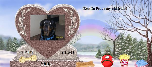 Shilo's Rainbow Bridge Pet Loss Memorial Residency Image