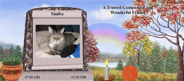 Simba's Rainbow Bridge Pet Loss Memorial Residency Image